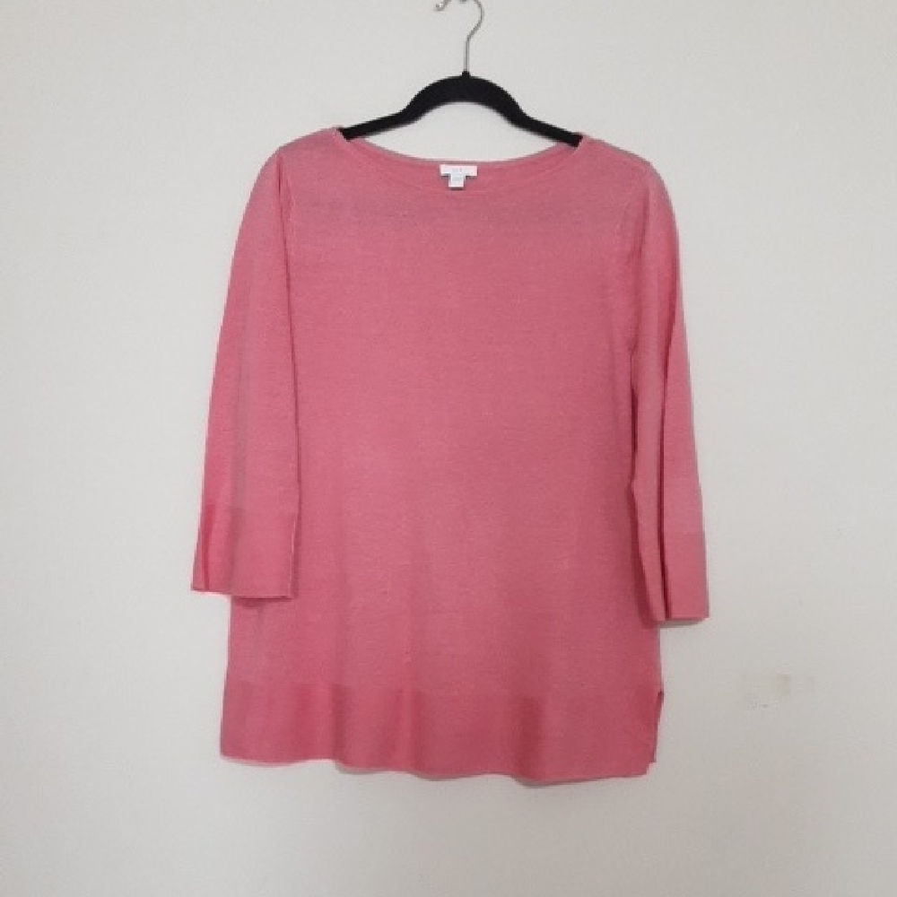 Jjill Pink Women's Blouse Top S LINEN oversized Lagenlook Casual Vacation Beach